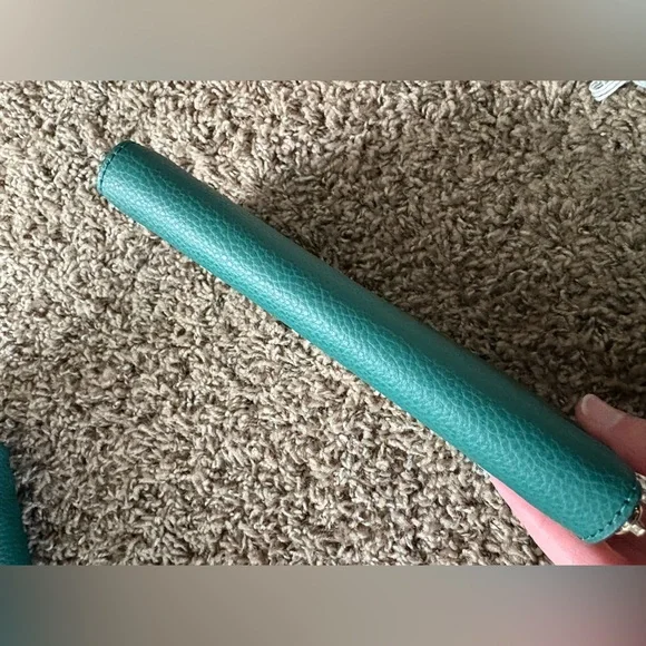 Coach Mini Emma Satchel Purse Handbag / Slim Wallet Set In Rare Jade Green Color - Picture 6 of 16